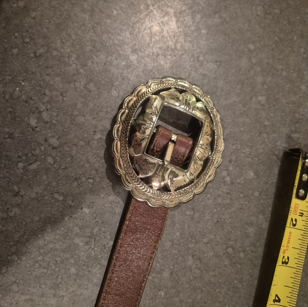 Silver and Brown  Brighton Concho Belt - Picture 4 of 9
